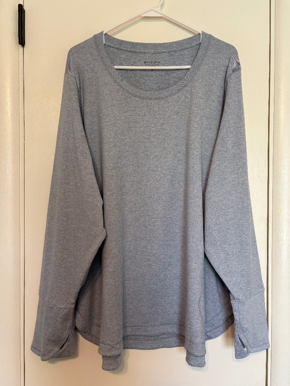 Athleta Women's Plus L/S Uptempo Hiking/Trail Tee Shirt Top 3X Blue UPF 50+
